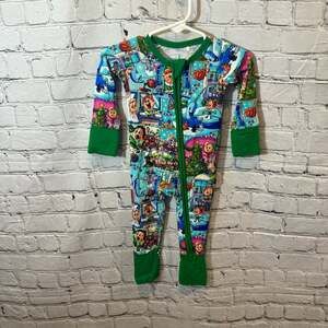 Sugar Swan Elf Pattern Bamboo Zippie Romper